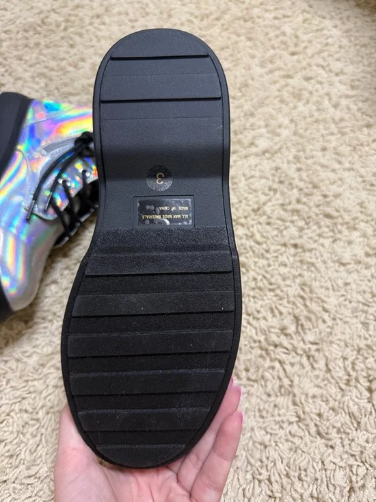 Dolce Vita Kids Holographic Combat Boots - Black Laces - Picture 4 of 6